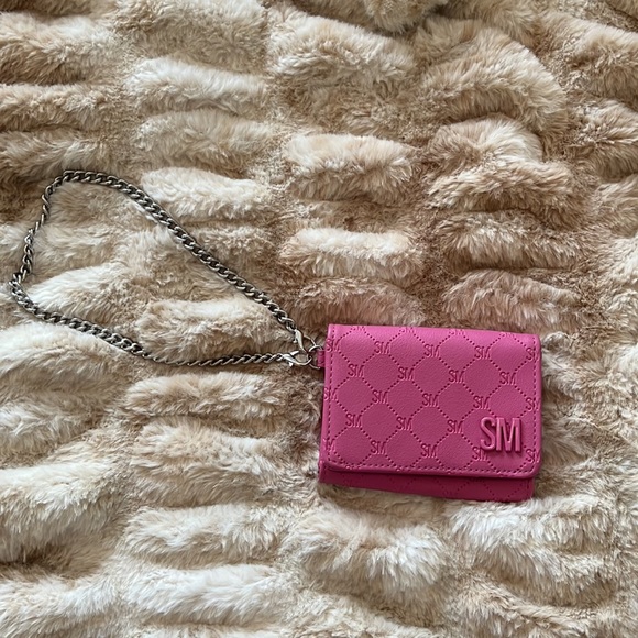 Barbie Pink Steve Madden Compact Snap Wallet with Wristlet Chain - Picture 2 of 7